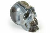 Polished Banded Agate Skull with Quartz Crystal Pocket #237046-1